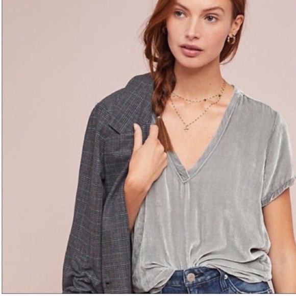 CLOTH & STONE Anthropologie Velvet Tee - Picture 5 of 11